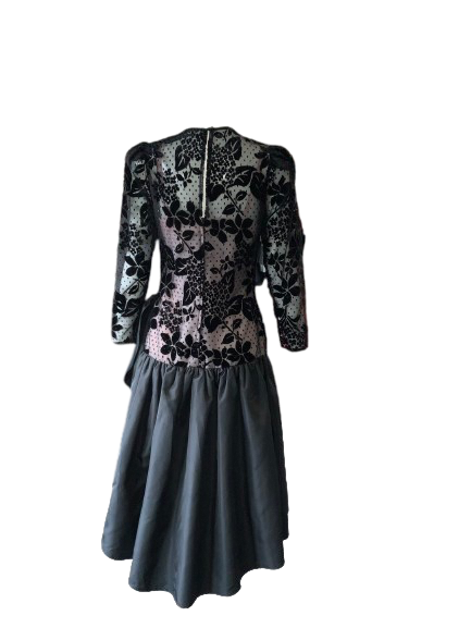 80s Vintage Radley Party Dress Black