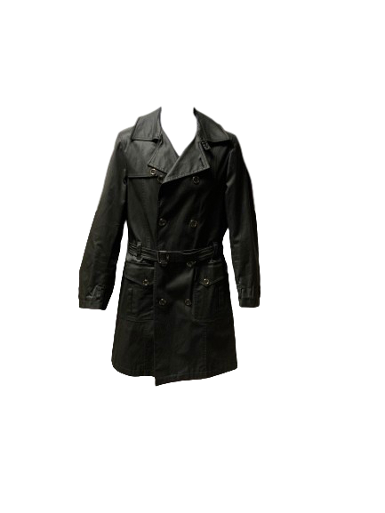 Vintage Y2K Versace Leather Look Trench Coat Black