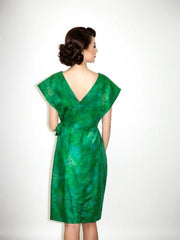 Vintage 50s Rockabilly Dress Green Silk Couture