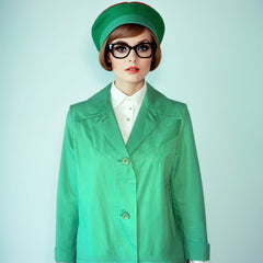 Vintage Mod Trench Coat Green Raincoat