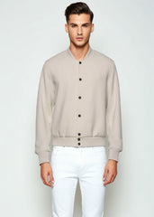 Beige Bomber Jacket Men