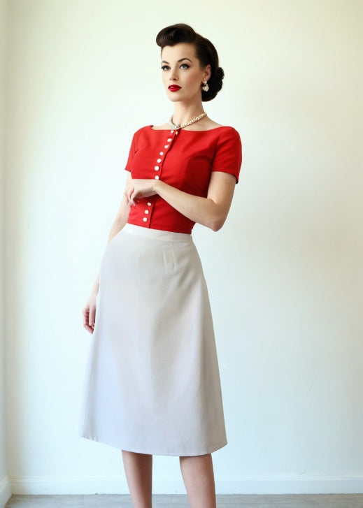 Pin Up 50s Vintage Rockabilly Straight Skirt White