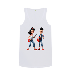 50s Style Organic Cotton Vest Graphic Rockabilly Couple White