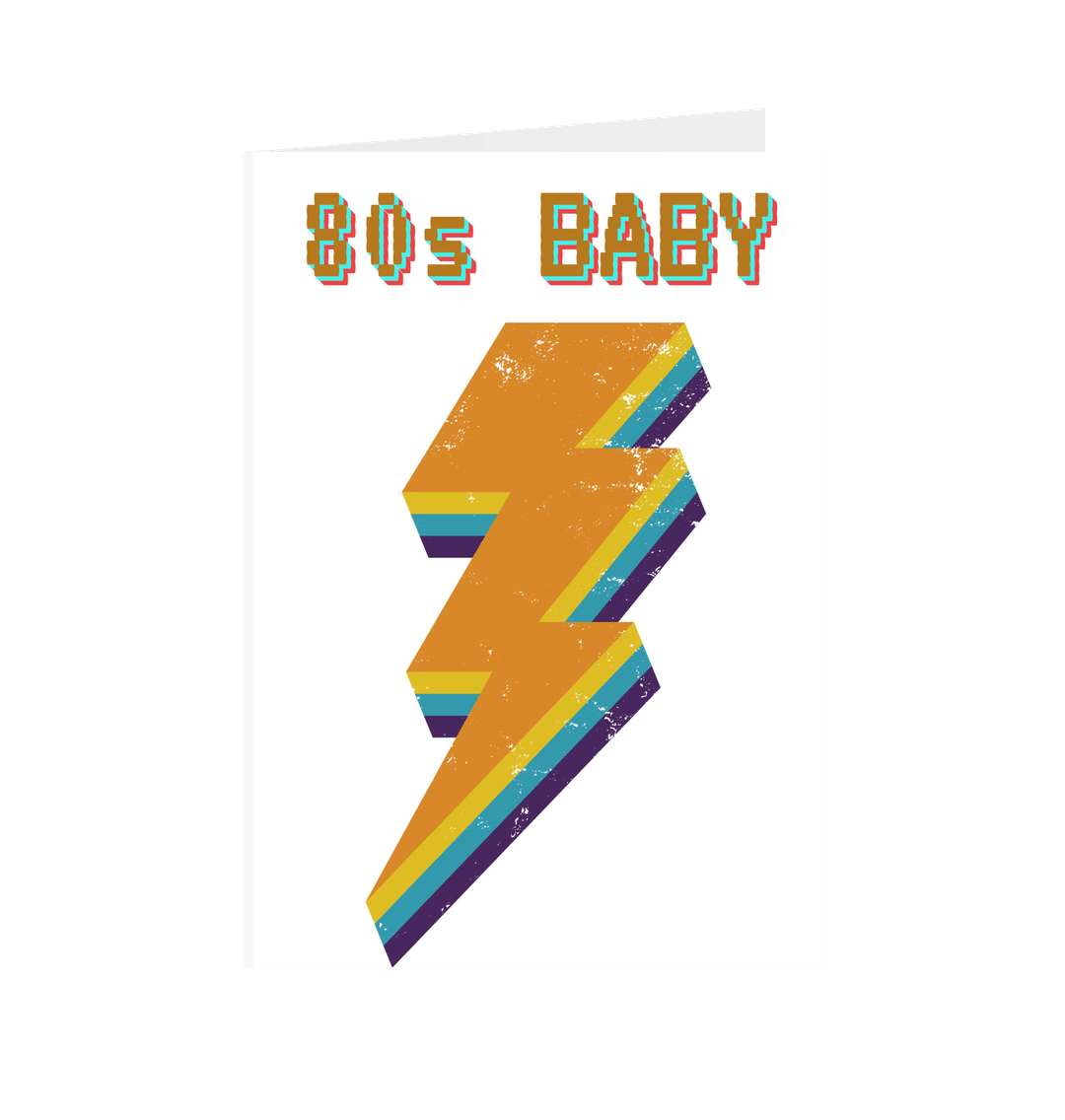 Retro 80s Baby Greetings Card White 7