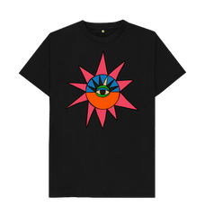 Retro Streetwear Sun Eye Graphic T-Shirt Organic Black