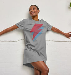 Retro 80s Oversized T Shirt Dress Grey