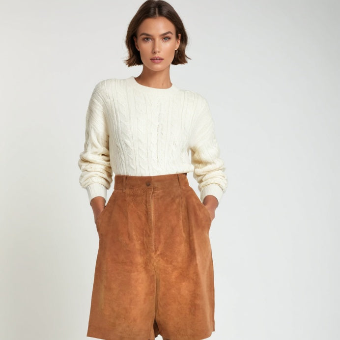 Vintage 70s Suede High Waist Culottes Brown