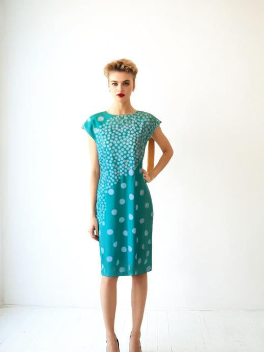 Vintage Green Polka Dot 80s Dress New Wave