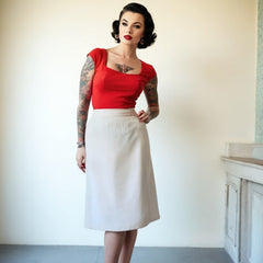 Pin Up 50s Vintage Rockabilly Straight Skirt White