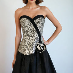 80s Vintage Party Dress Strapless