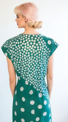 Vintage Green Polka Dot 80s Dress New Wave