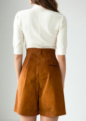 Vintage 70s Suede High Waist Culottes Brown