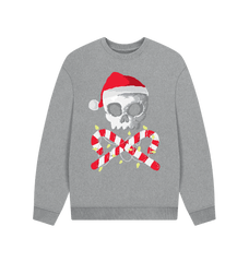 Christmas Sweatshirt Graphic Skull Athletic Grey