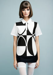 60s Monochrome Polo Top Retro