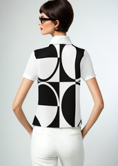 60s Monochrome Polo Top Retro