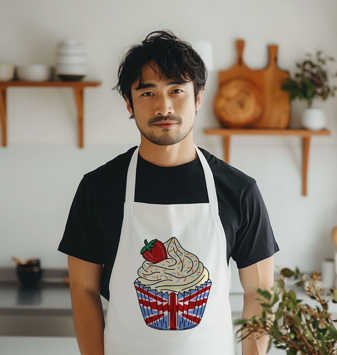 British Cup Cake Organic Cotton Kitchen Apron