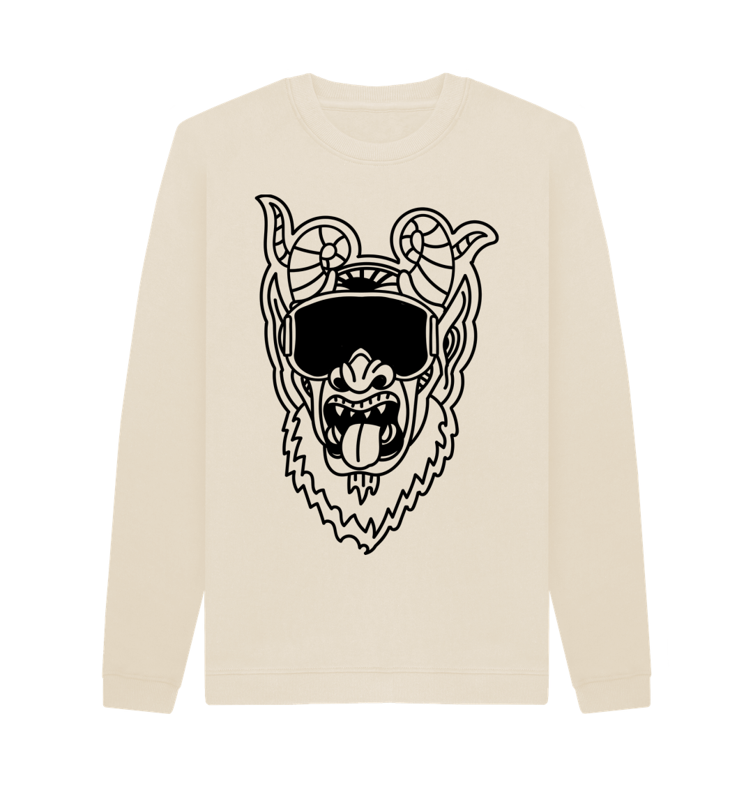 Graphic Crewneck Sweatshirt Monster Comic Oat