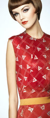 60s Vintage Red Geometric Dress Sleeveless