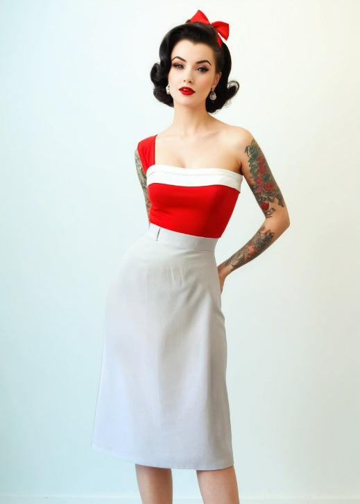 Pin Up 50s Vintage Rockabilly Straight Skirt White