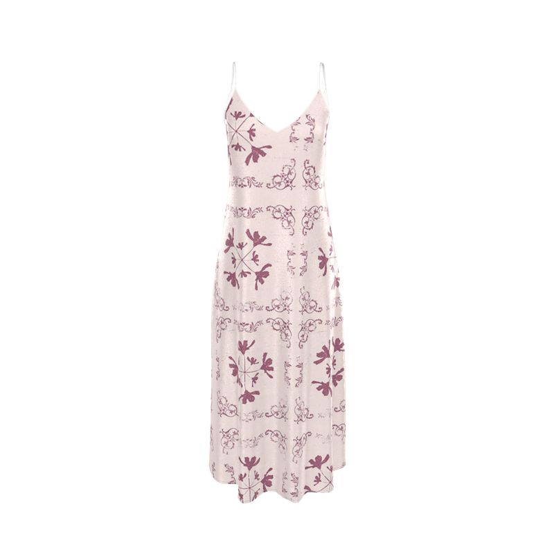 Pure Silk Pattern Slip Dress Pink