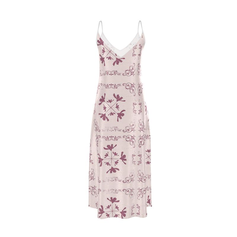 Pure Silk Pattern Slip Dress Pink