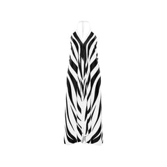 Silk Halterneck Backless Dress Zebra Print