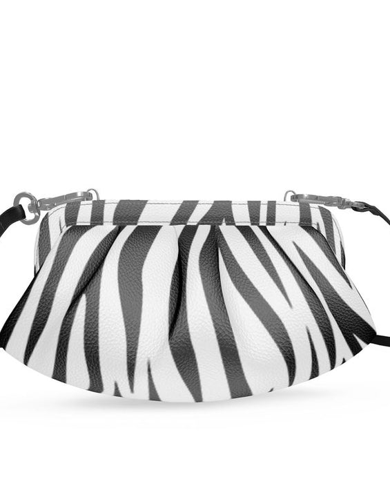 Weiche Ledertasche mit Falten und Zebra-Print