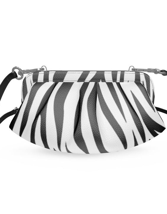 Weiche Ledertasche mit Falten und Zebra-Print