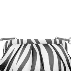 Leather Pleated Soft Frame Bag Zebra Print