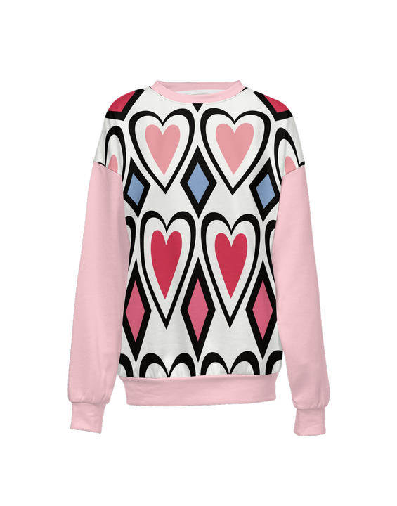 Love Hearts Relaxed Crewneck Sweatshirt Pink