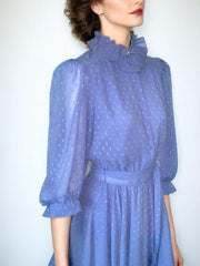 Vintage 80s Blouson Dress Blue