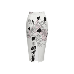 Rose Print Pencil Skirt Women