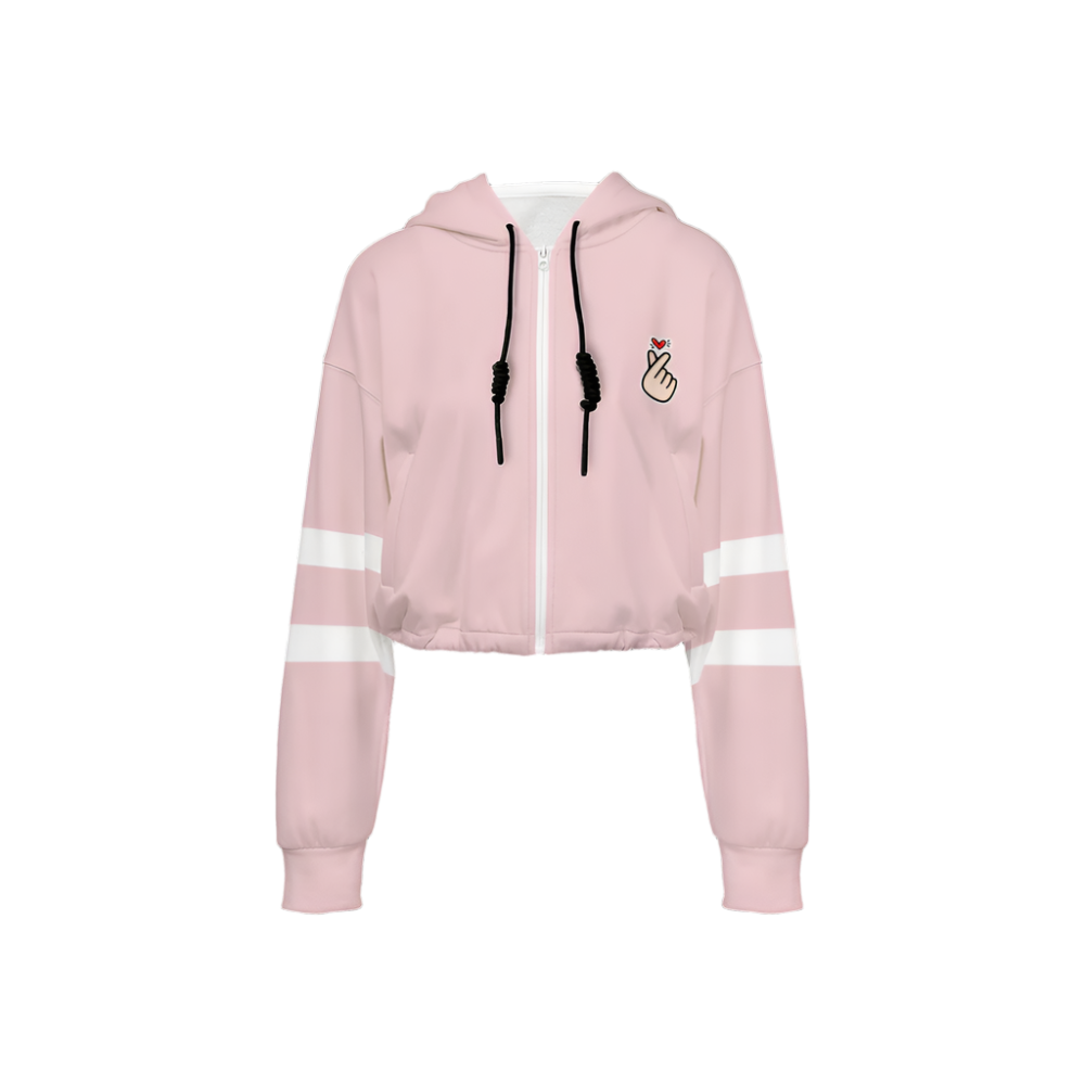 Pink Cropped Bomber Jacket