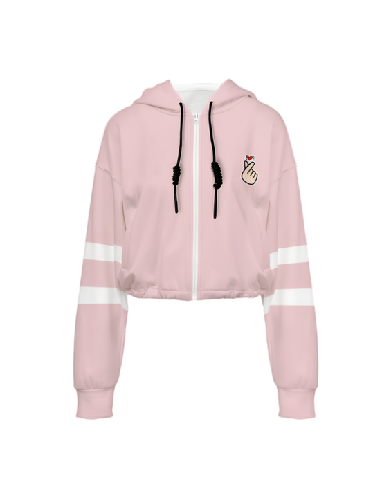 Pink Cropped Bomber Jacket