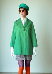 Vintage Mod Trench Coat Green Raincoat