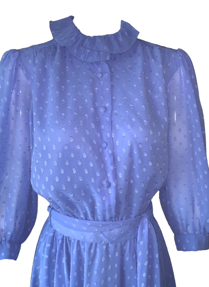 Vintage 80s Blouson Dress Blue