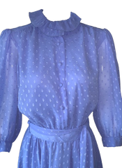 Vintage 80s Blouson Dress Blue