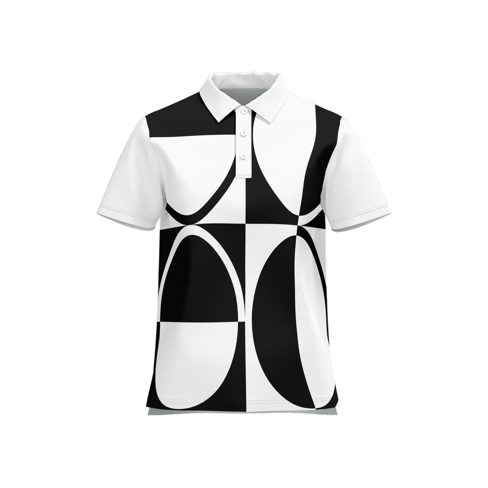 60s Monochrome Polo Top Retro