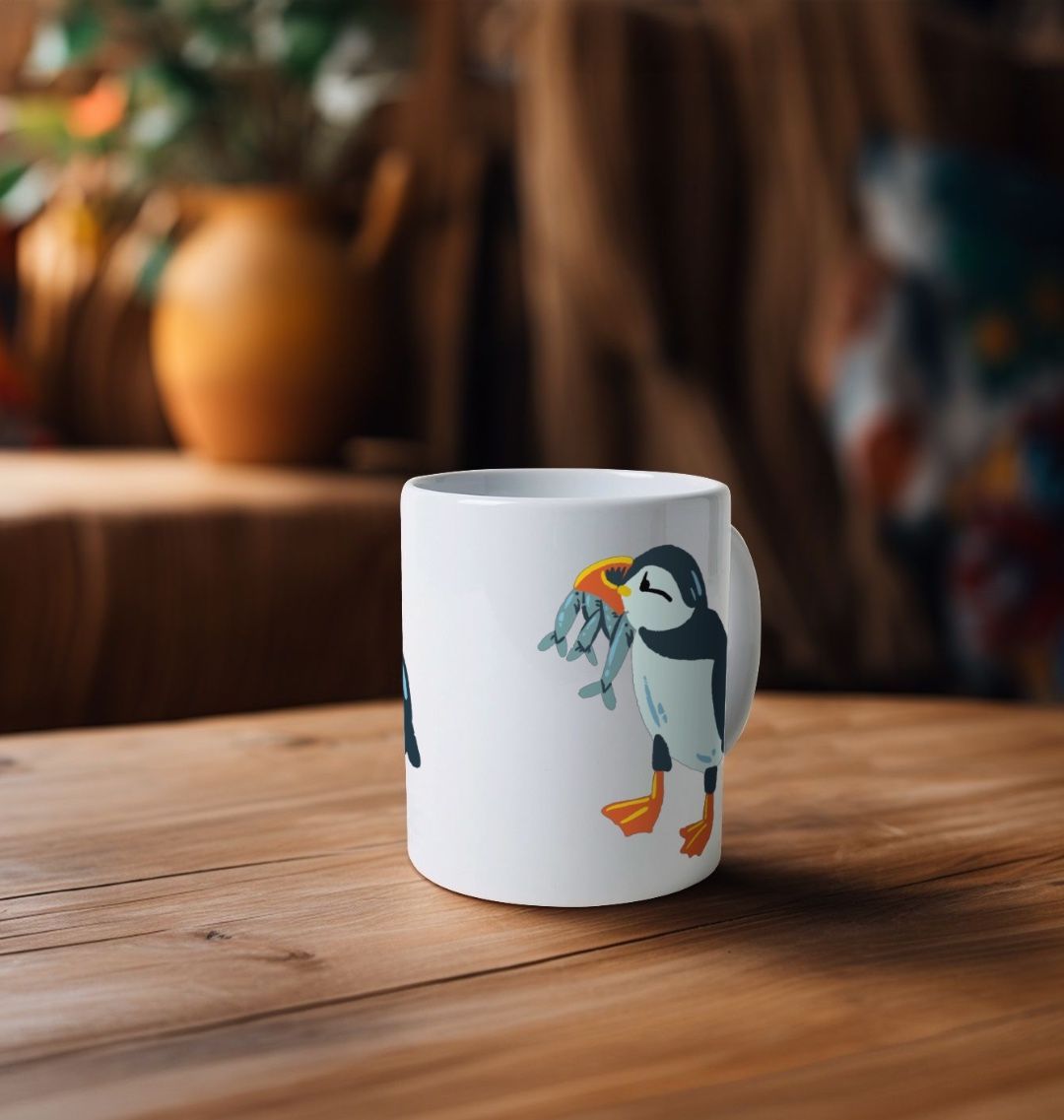 Cute Puffin Bird Natural Ceramic Mug