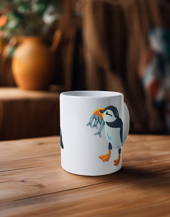 Cute Puffin Bird Natural Ceramic Mug