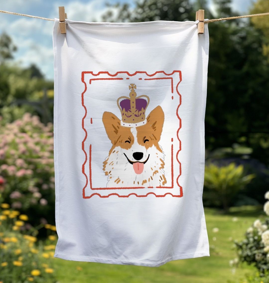 Royal Corgi Organic Cotton Tea Towel