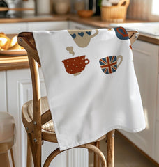 British Tea Cups Organic Cotton Tea Towel