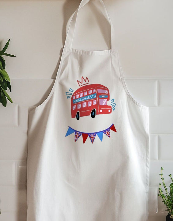 King Charles London Bus Organic Cotton Kitchen Apron