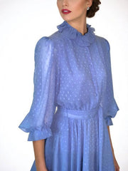 Vintage 80s Blouson Dress Blue