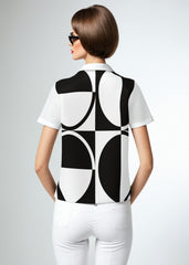 60s Monochrome Polo Top Retro