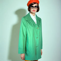 Vintage Mod Trench Coat Green Raincoat