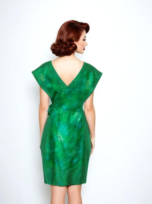 Vintage 50s Rockabilly Dress Green Silk Couture