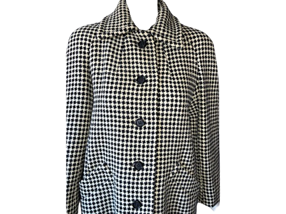 Vintage 60s Mod Houndstooth Jaeger Wool Coat