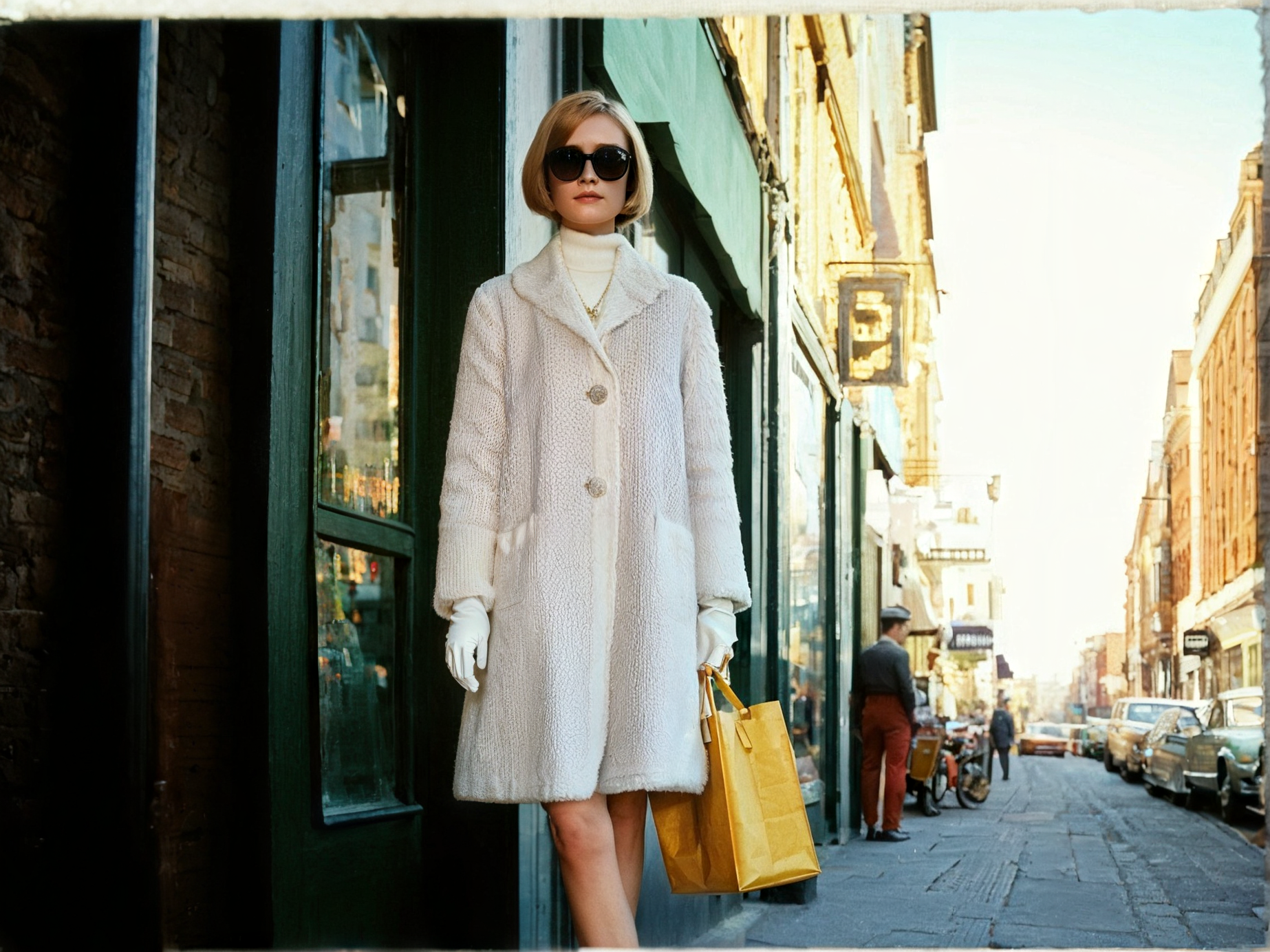 60s Mod Vintage Double Breasted Cream Wool Coat