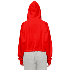 Cropped Full Zip Hoodie Red